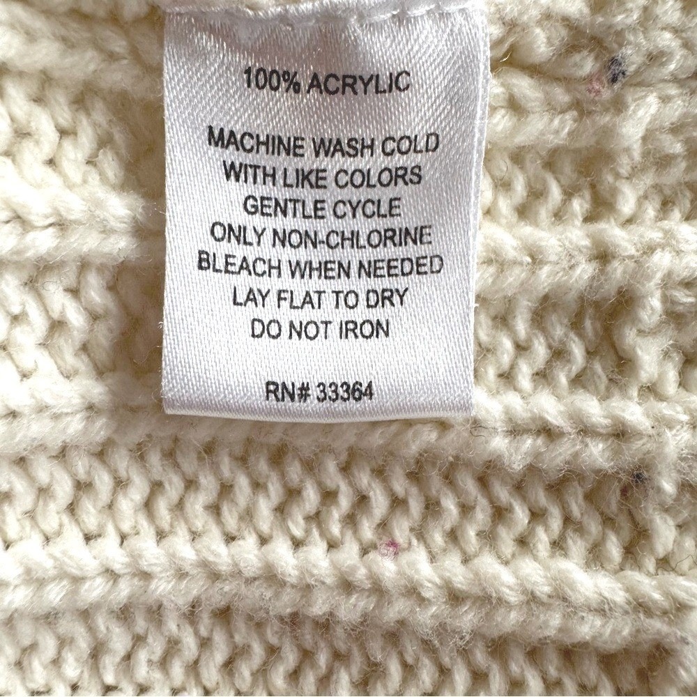 Energie Authentic Women's Large Ivory Cable Knit Shawl Collar Cardigan Y2K - Picture 15 of 15